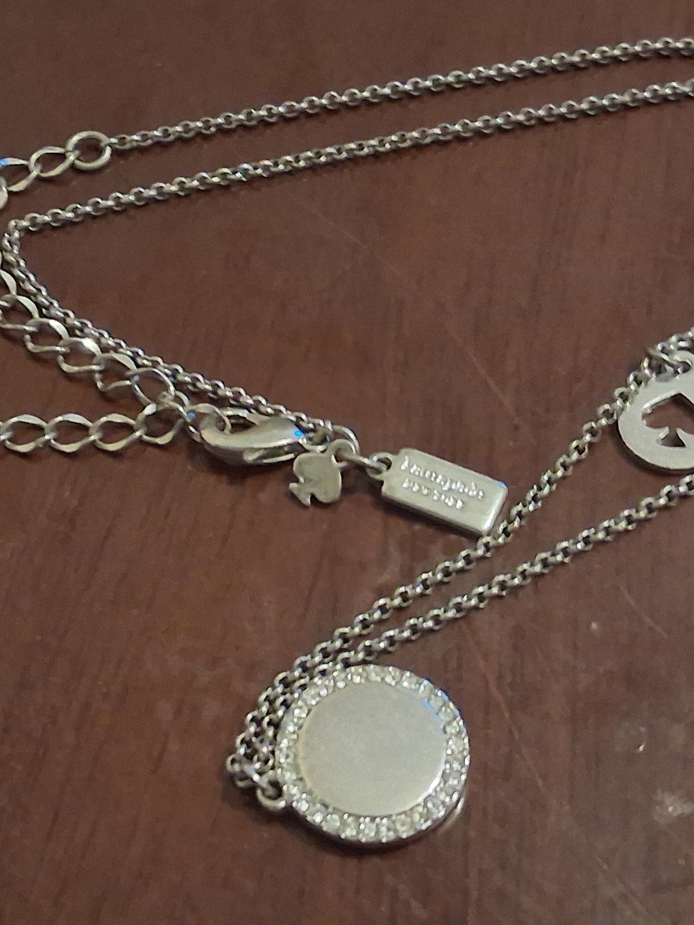 Kate Spade Silver-Plated Pavé Disc Necklace - Silver